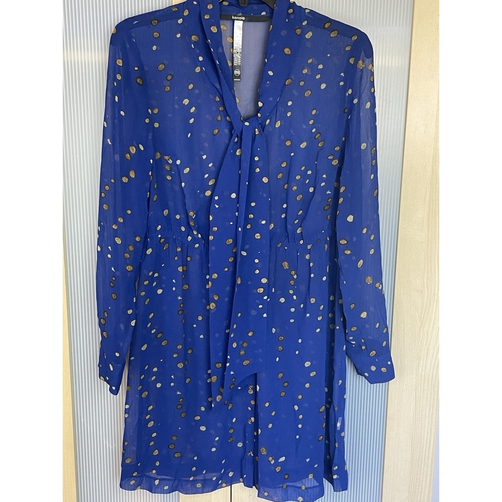Kensie Blue Shear Blouse Dress Sz‎ M Party Festival Fairy Princess Casual Summer